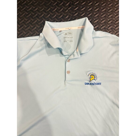 Rare Adidas Men Climacool San Jose State Spartans Polo Shirt Sz XXL Light Blue - Picture 3 of 7